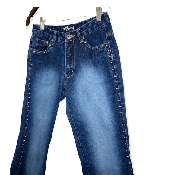 Vintage 90s Wild Secret Studded Dark Wash flare jeans - Picture 8 of 12